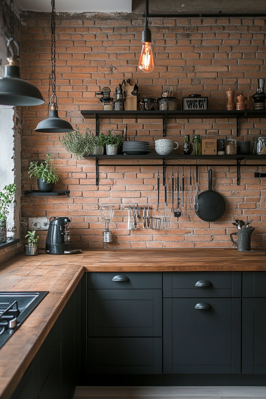 3. Industrial Loft Charm (Black Kitchen Ideas) - Black Kitchen Ideas