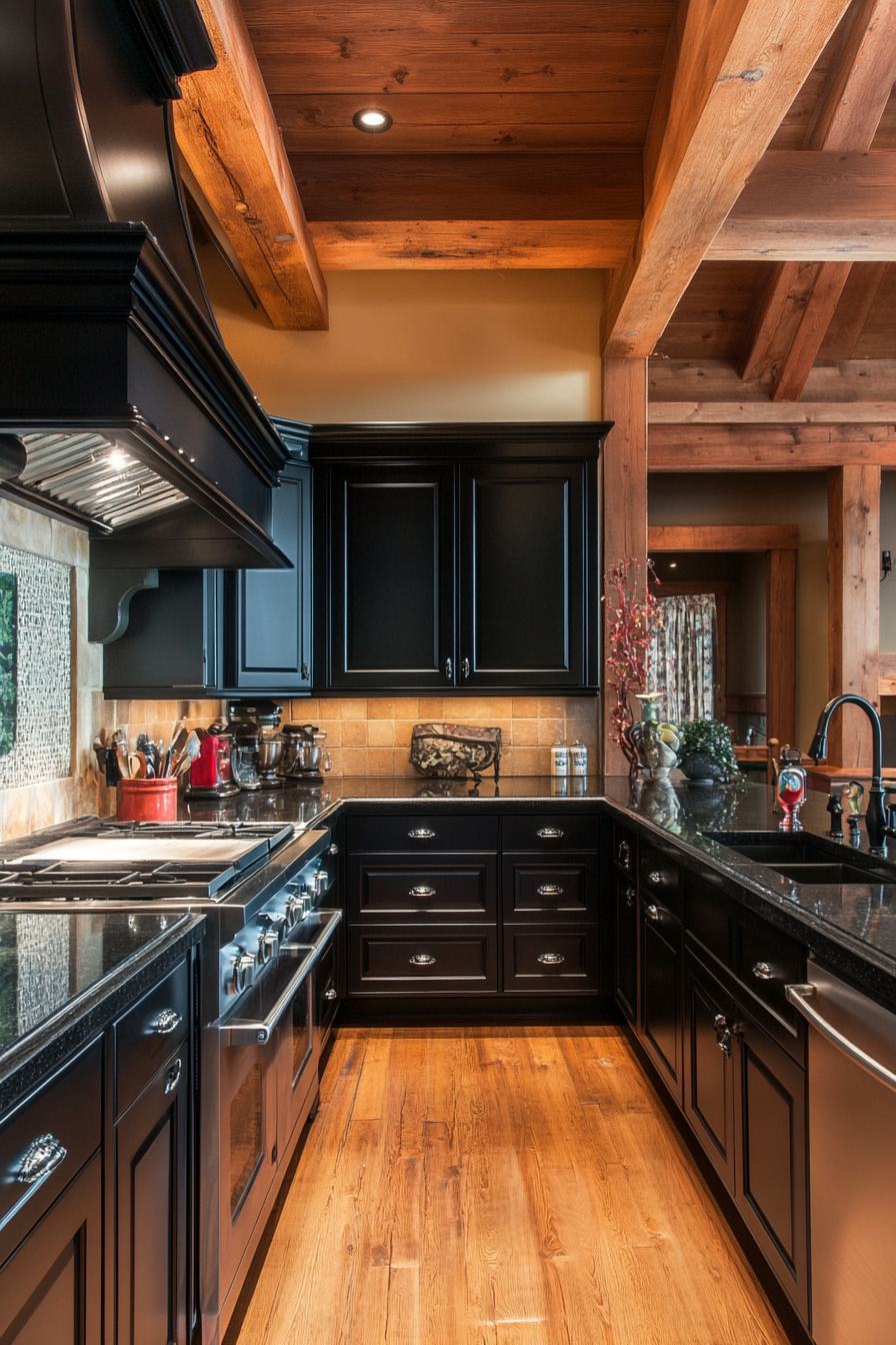 5. Rustic Black Farmhouse (Black Kitchen Ideas) - Black Kitchen Ideas