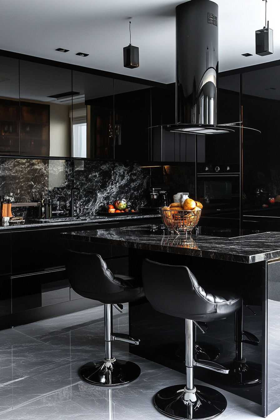 6. High-Gloss Glamour (Black Kitchen Ideas) - Black Kitchen Ideas