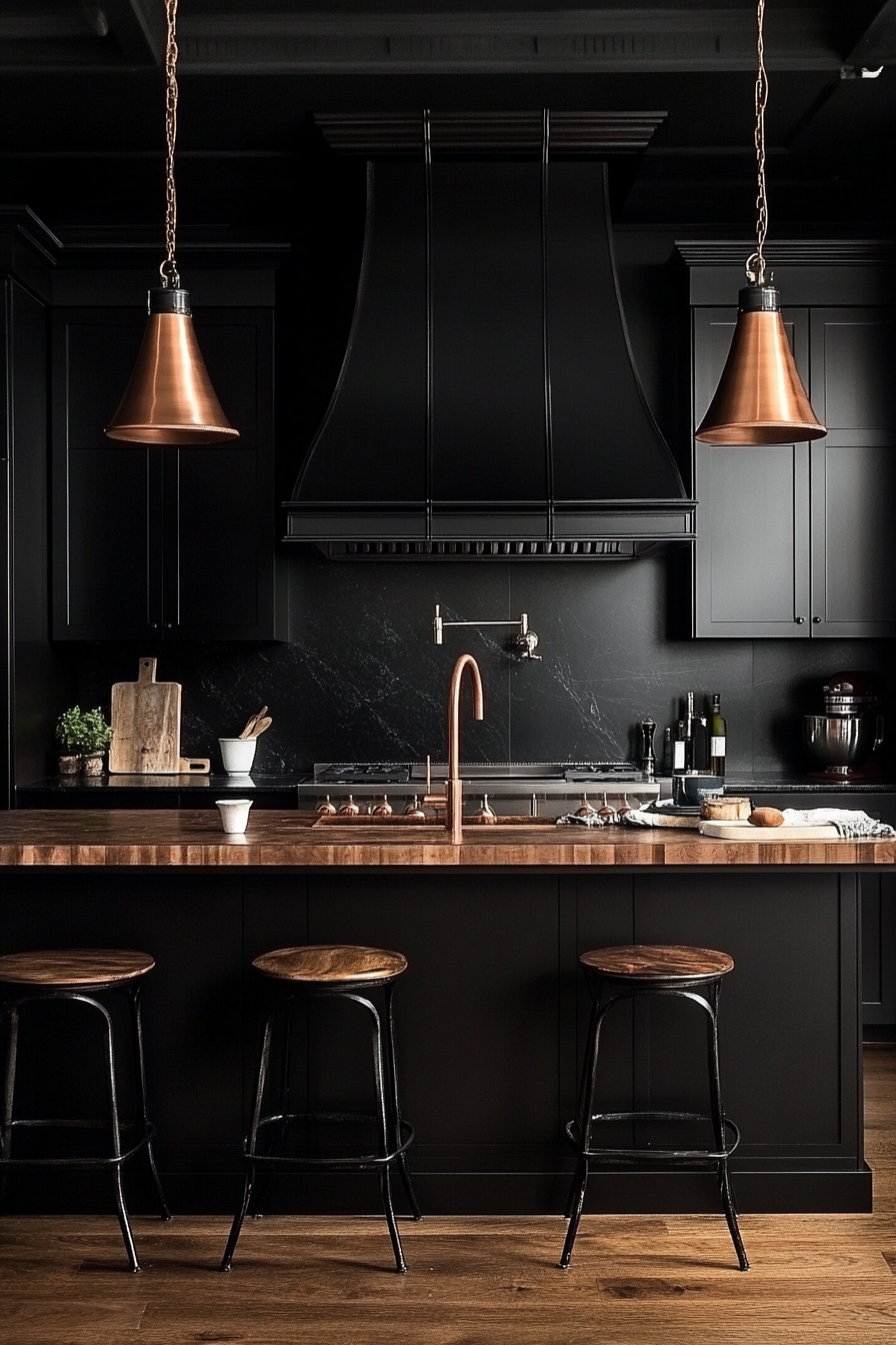 16. Metallic Accents Highlight (Black Kitchen Ideas) - Black Kitchen Ideas