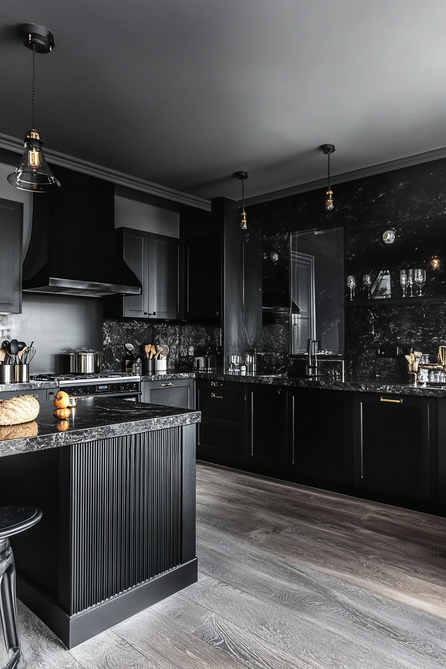 21. Textured Black Drama (Black Kitchen Ideas) - Black Kitchen Ideas