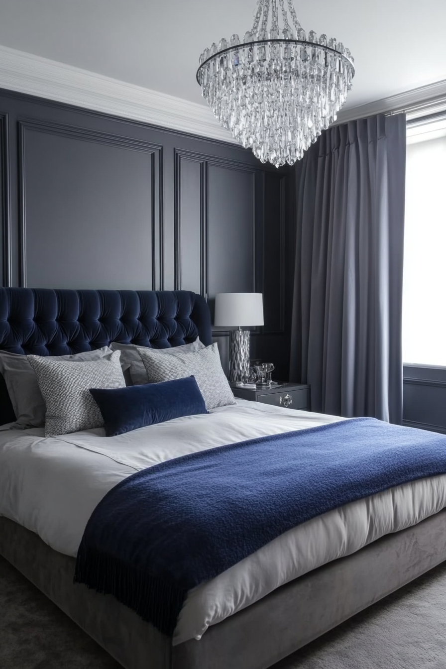 2. Classic Elegance (Navy Blue And Gray Bedroom Ideas) - Navy Blue And Gray Bedroom Ideas