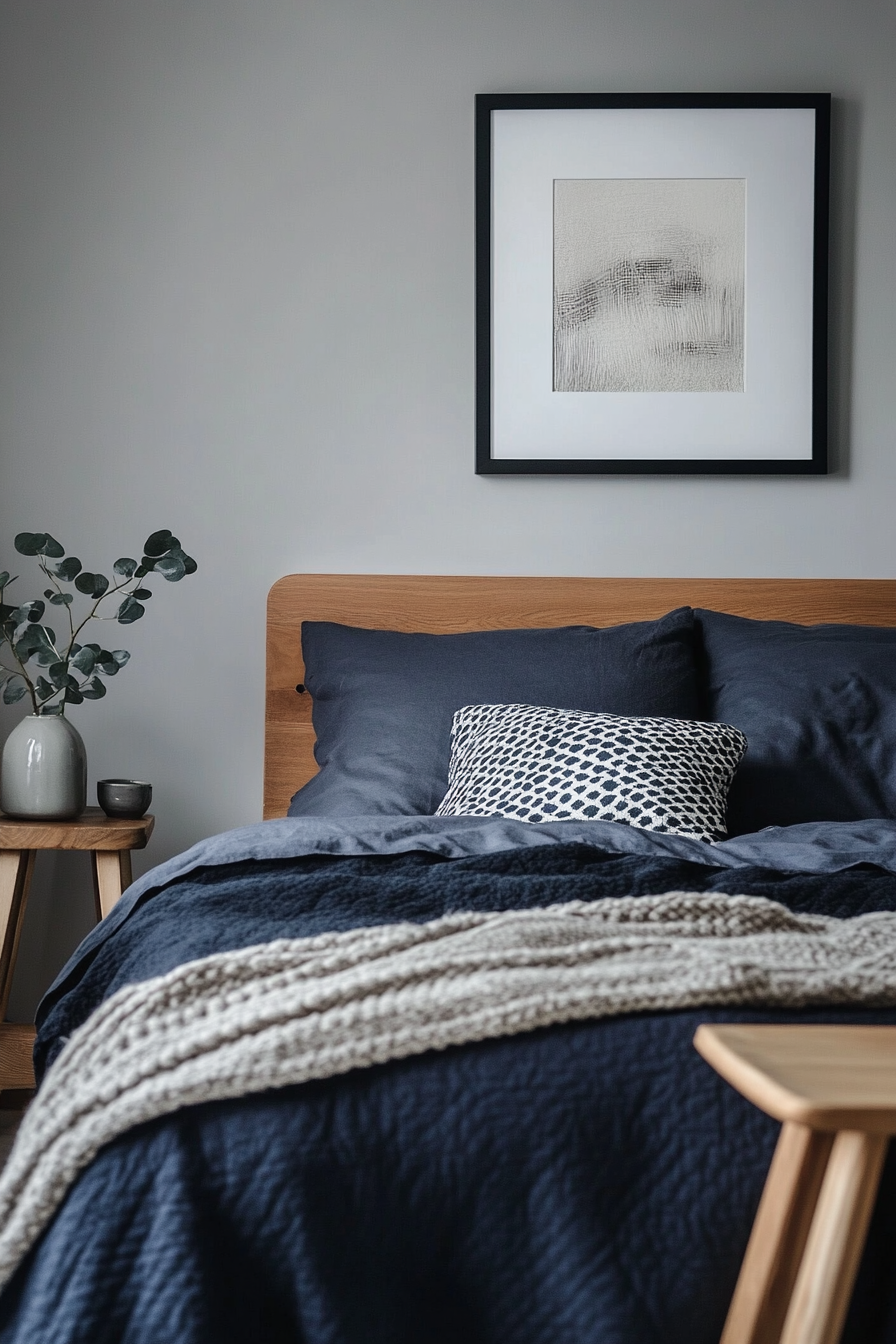3. Minimalist Haven (Navy Blue And Gray Bedroom Ideas) - Navy Blue And Gray Bedroom Ideas