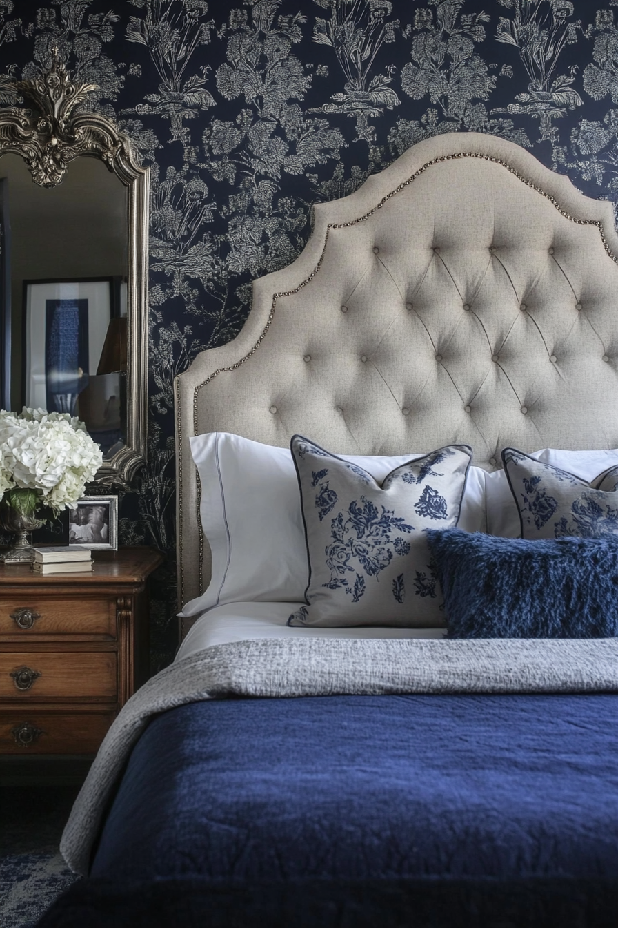 6. Vintage Revival (Navy Blue And Gray Bedroom Ideas) - Navy Blue And Gray Bedroom Ideas