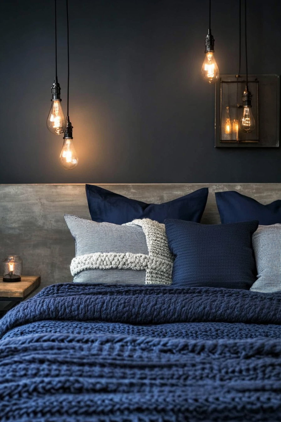 8. Industrial Chic (Navy Blue And Gray Bedroom Ideas) - Navy Blue And Gray Bedroom Ideas