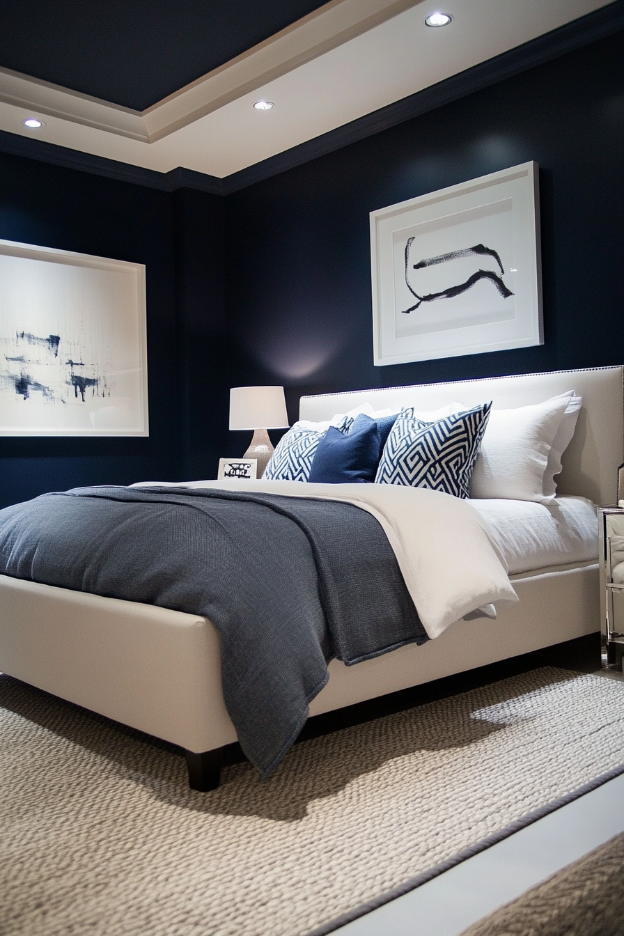 13. Contemporary Contrast (Navy Blue And Gray Bedroom Ideas) - Navy Blue And Gray Bedroom Ideas