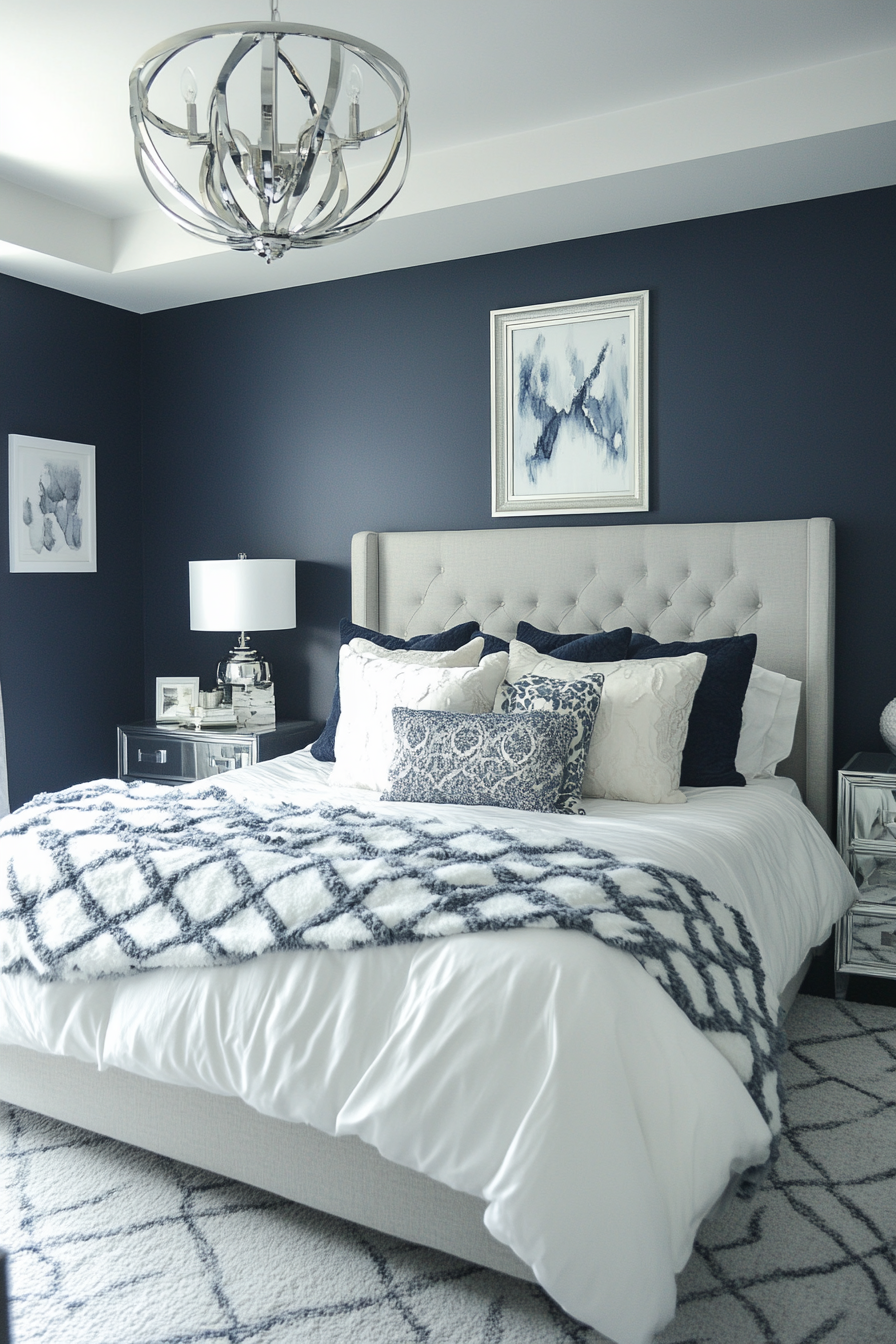 20. Urban Luxe (Navy Blue And Gray Bedroom Ideas) - Navy Blue And Gray Bedroom Ideas