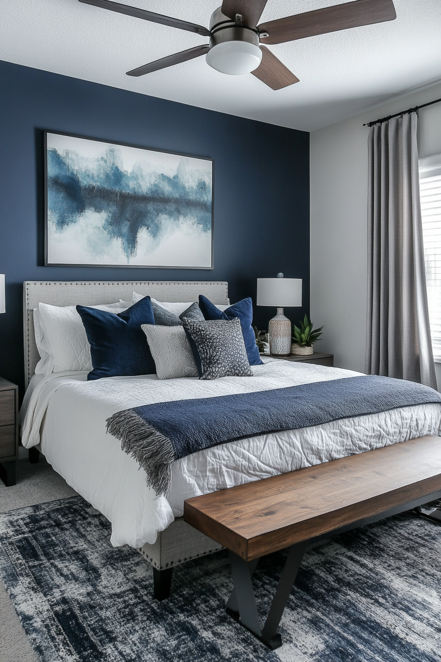 26. Mid-Century Modern (Navy Blue And Gray Bedroom Ideas) - Navy Blue And Gray Bedroom Ideas