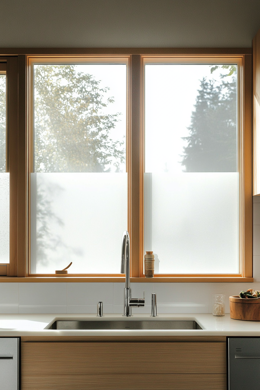 6. Frosted Glass Panel Window (Kitchen Window Ideas) - Kitchen Window Ideas