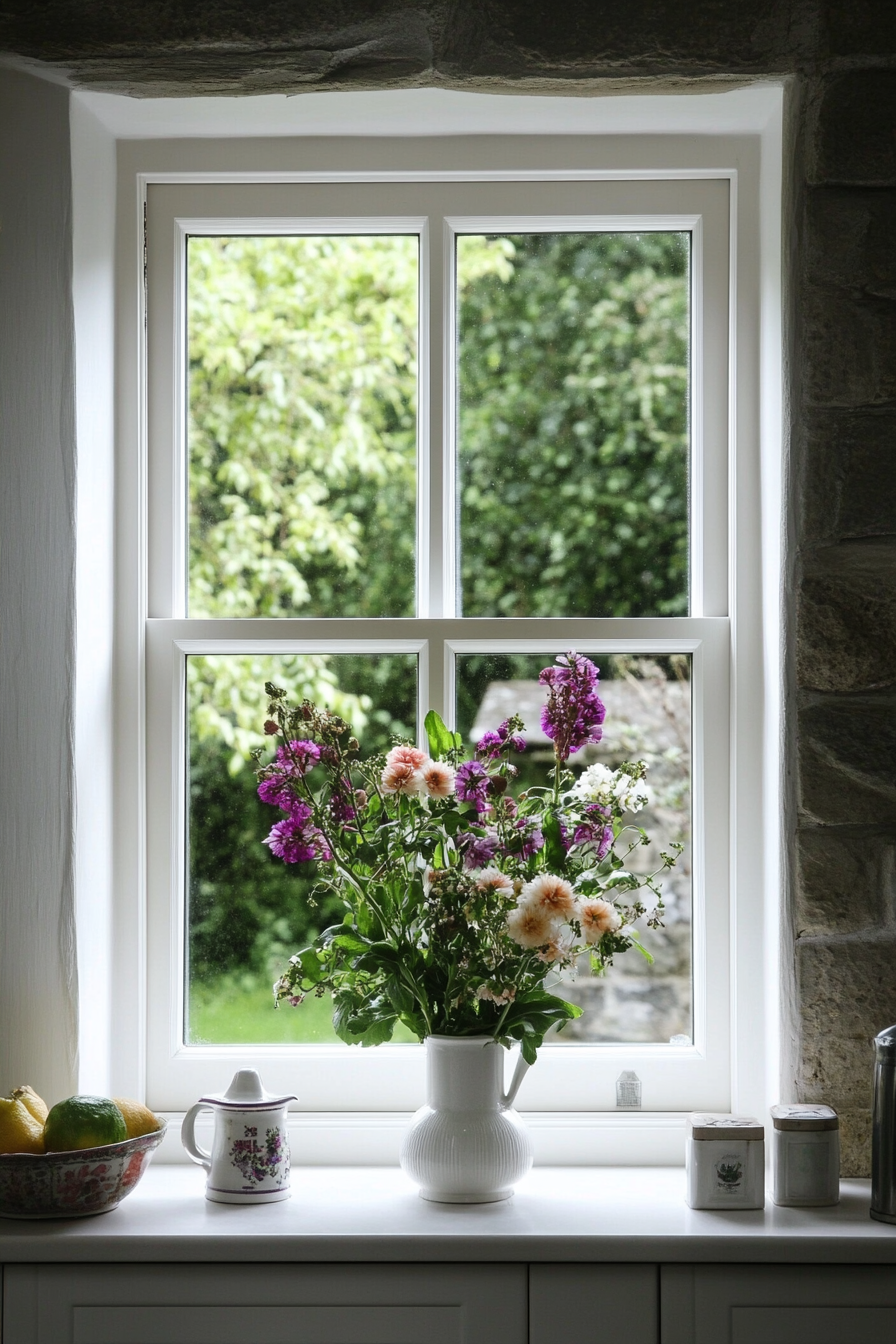 23. Traditional White Sash Window (Kitchen Window Ideas) - Kitchen Window Ideas