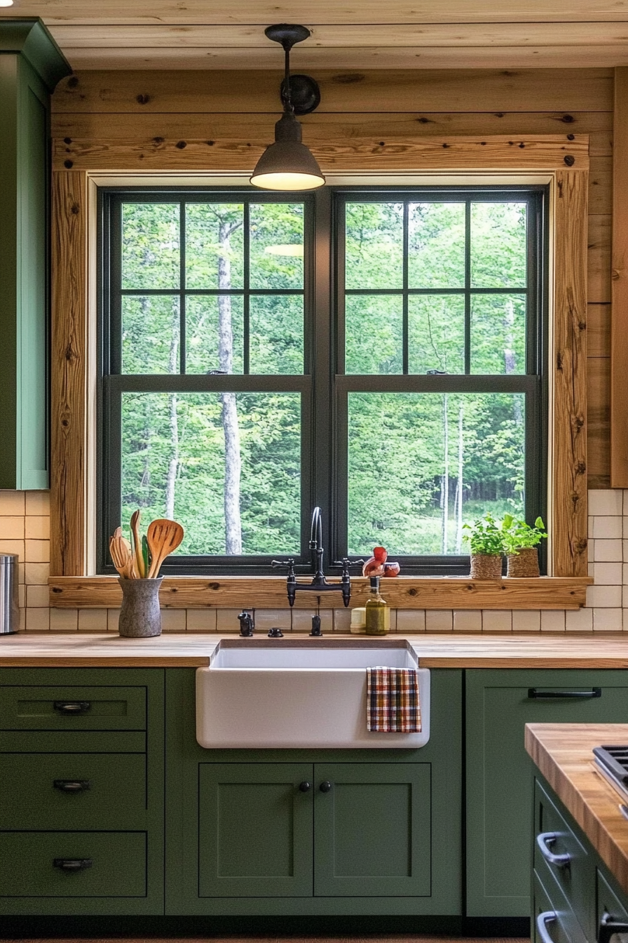 24. Accent Window in Deep Forest Green (Kitchen Window Ideas) - Kitchen Window Ideas