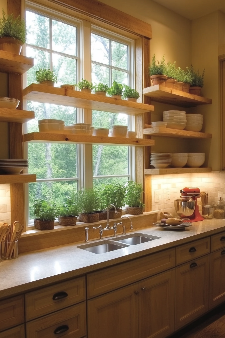 27. Multi-Tier Window Shelf (Kitchen Window Ideas) - Kitchen Window Ideas