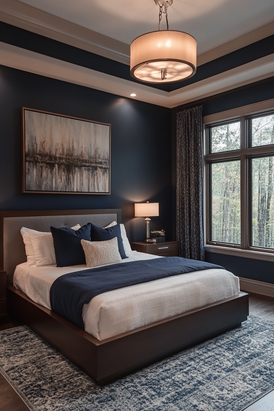 17. Blue and Bronze Fusion (Dark Blue Bedroom Ideas) - Dark Blue Bedroom Ideas
