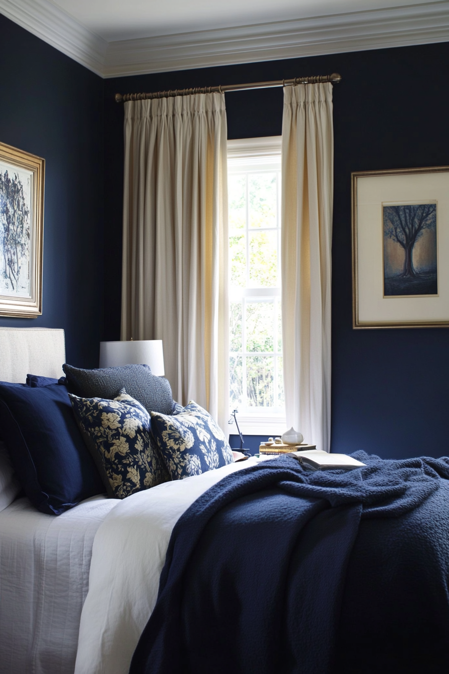 19. Blue and Taupe Tranquility (Dark Blue Bedroom Ideas) - Dark Blue Bedroom Ideas