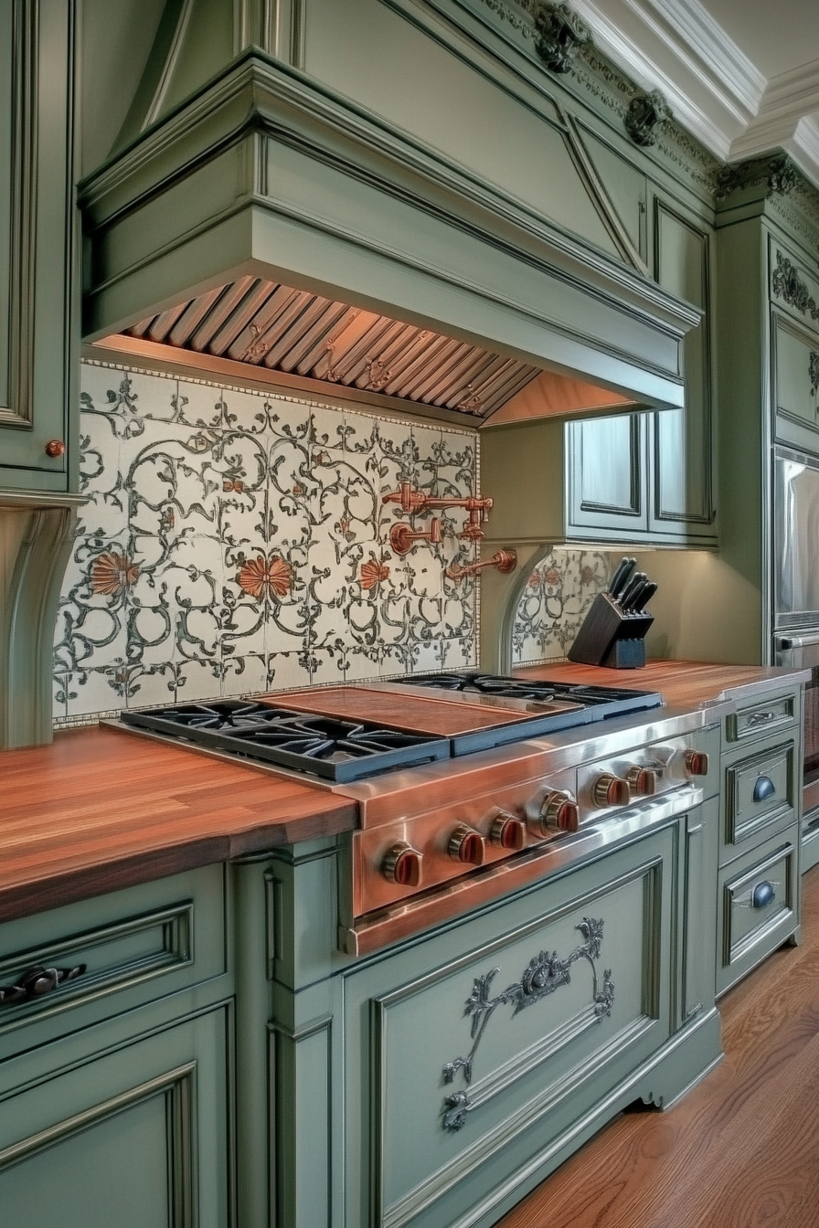 2. Soft Sage Serenity (Victorian Style Kitchen Ideas) - Victorian Style Kitchen Ideas