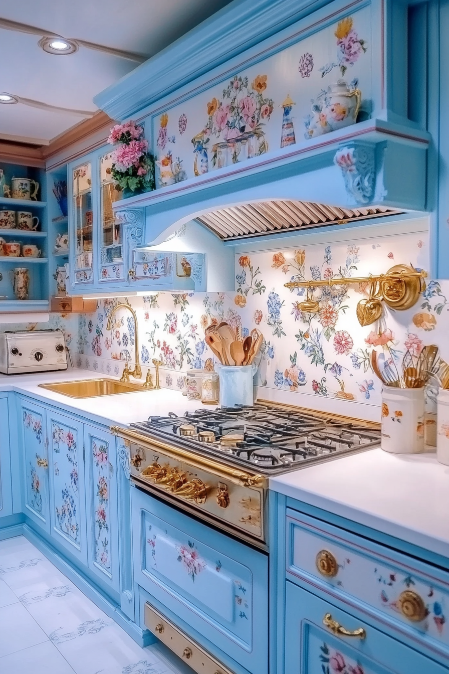 5. Navy and Cream Luxury (Victorian Style Kitchen Ideas) - Victorian Style Kitchen Ideas