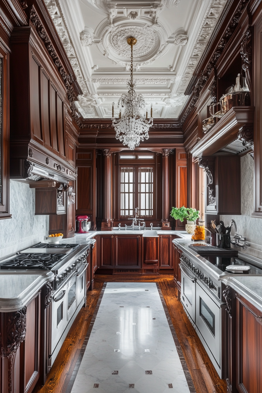 10. Mahogany and Marble Grandeur (Victorian Style Kitchen Ideas) - Victorian Style Kitchen Ideas