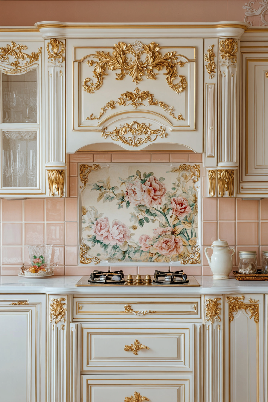 19. Pastel Peach Sophistication (Victorian Style Kitchen Ideas) - Victorian Style Kitchen Ideas