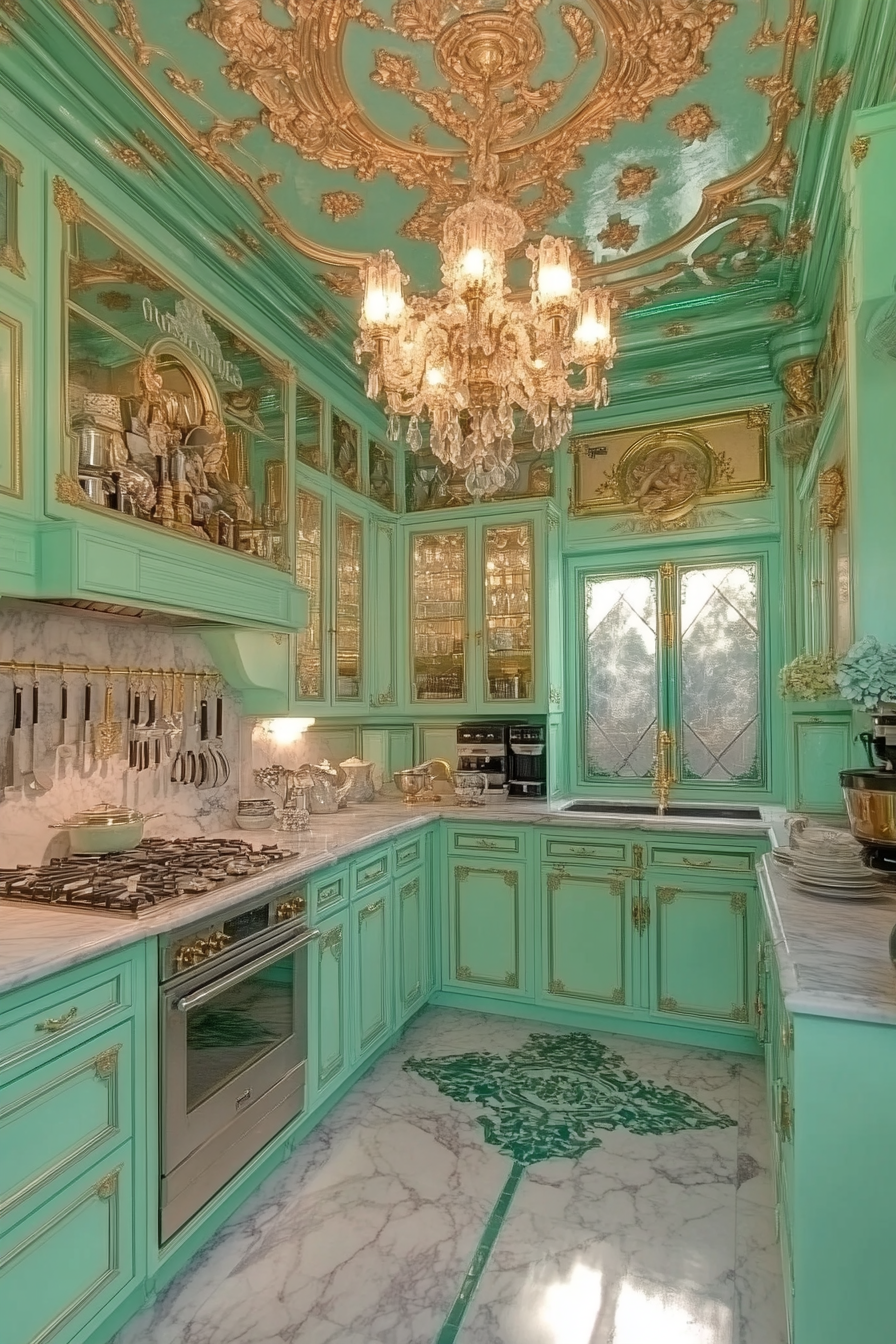 20. Marble and Mint Delight (Victorian Style Kitchen Ideas) - Victorian Style Kitchen Ideas