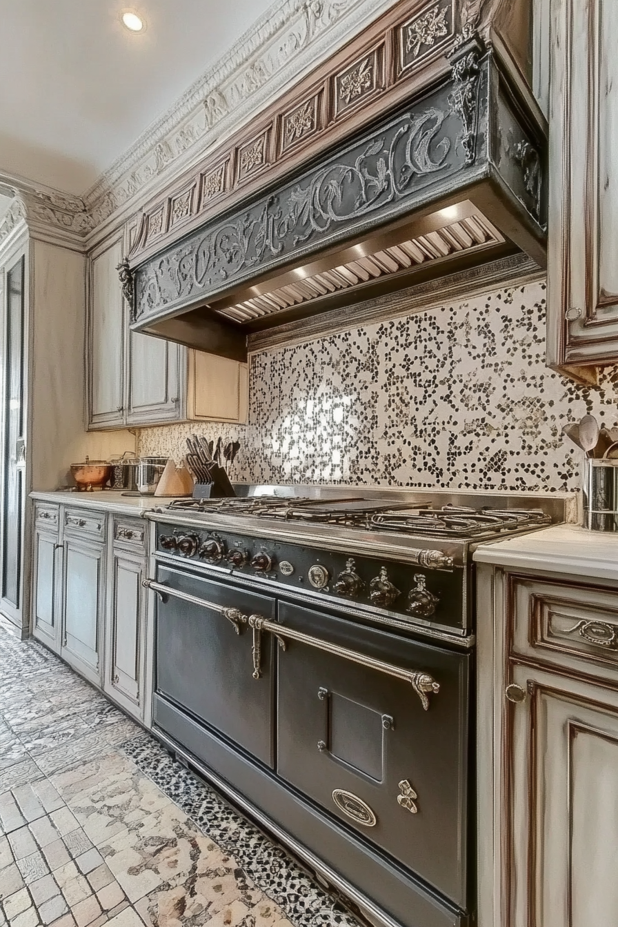 22. Pearl and Pewter Elegance (Victorian Style Kitchen Ideas) - Victorian Style Kitchen Ideas