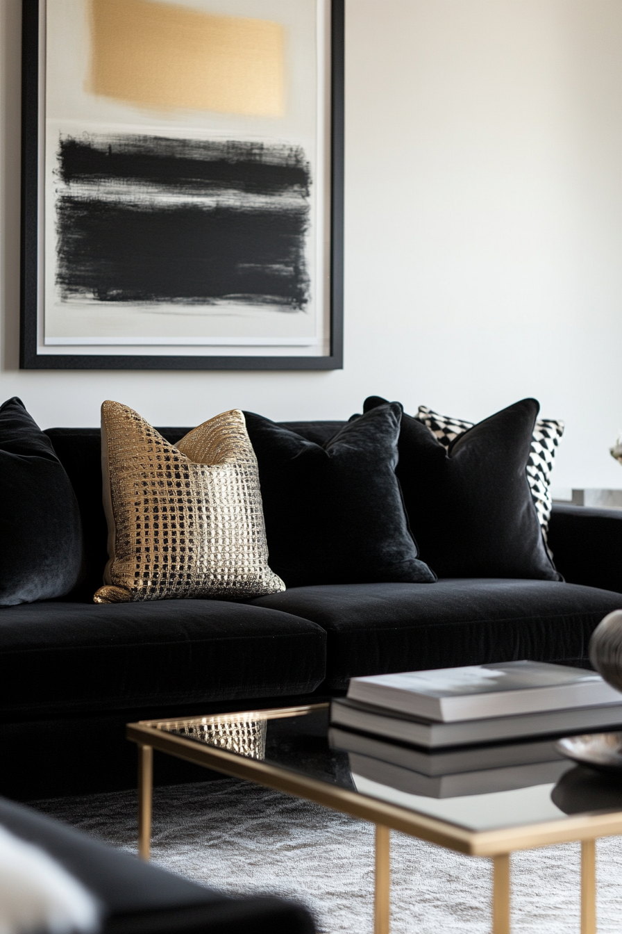 2. Modern Minimalism (Black And Gold Living Room Ideas) - Black And Gold Living Room Ideas