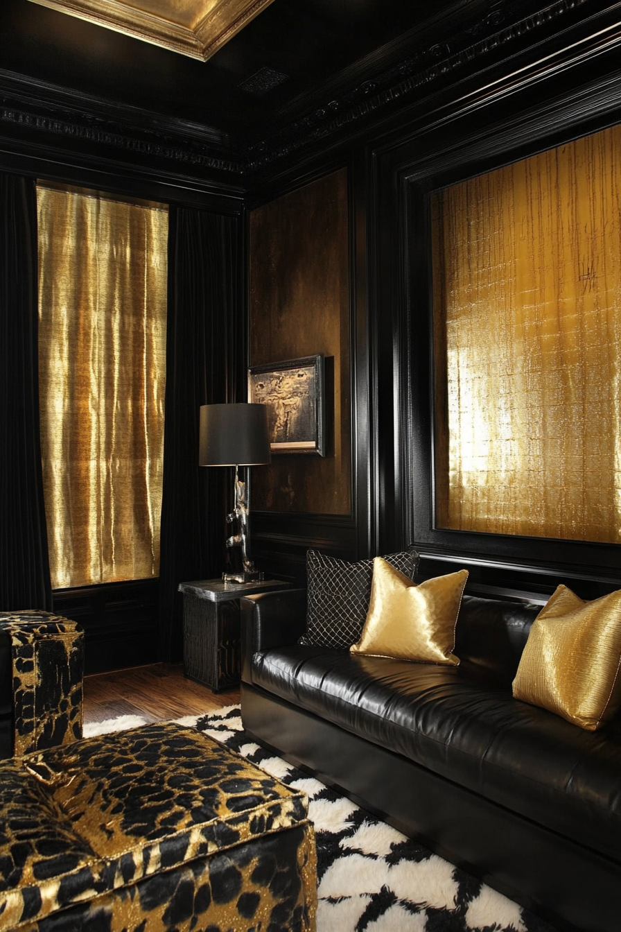 4. Luxe Textures (Black And Gold Living Room Ideas) - Black And Gold Living Room Ideas