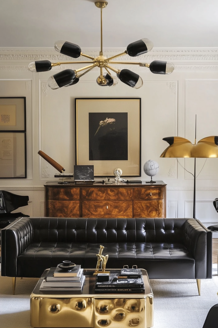 17. Mid-Century Modern Touch (Black And Gold Living Room Ideas) - Black And Gold Living Room Ideas