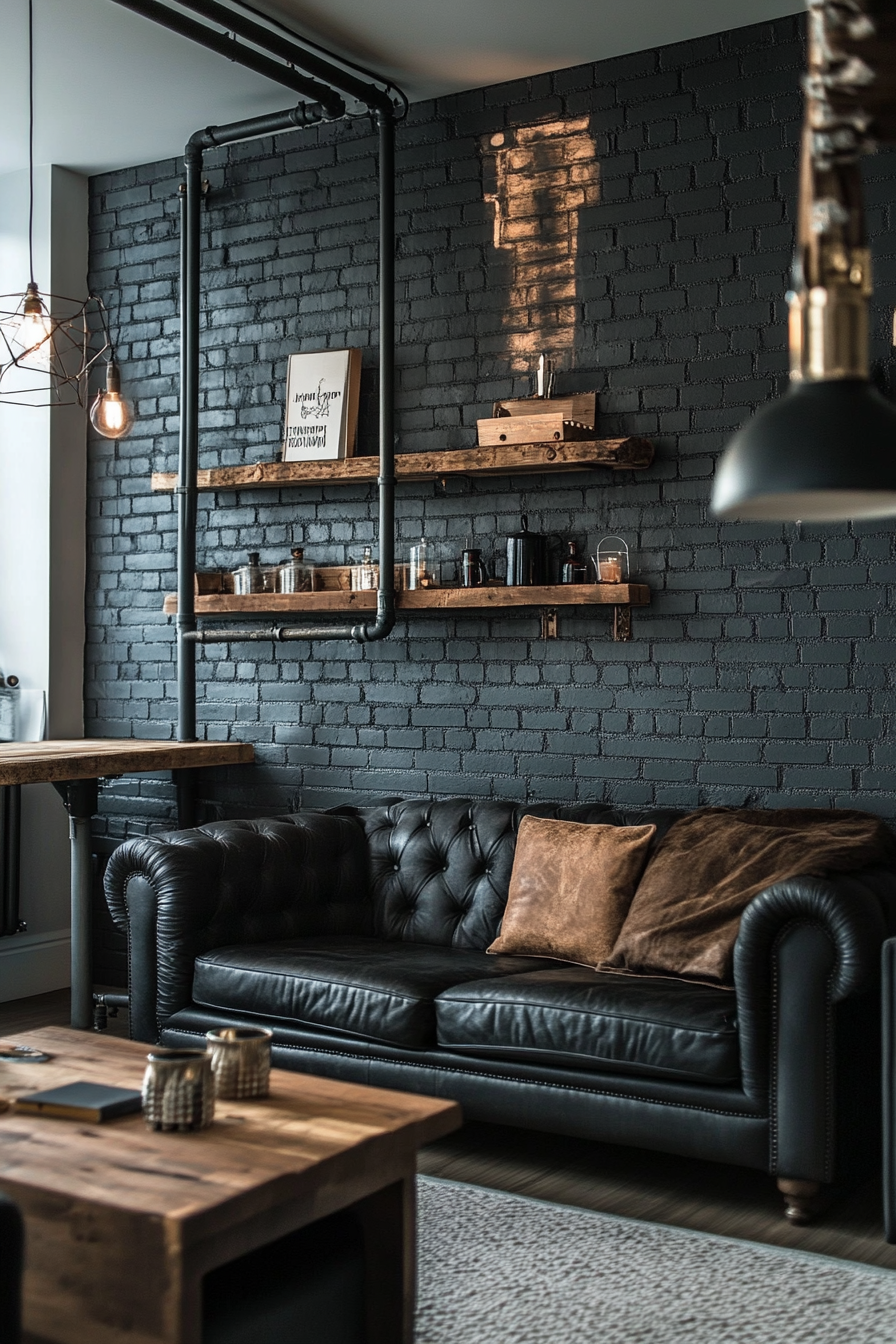 3. Industrial Chic Black (Black Living Room Ideas) - Black Living Room Ideas