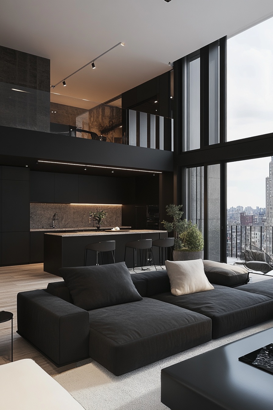 6. Minimalist Scandinavian Black (Black Living Room Ideas) - Black Living Room Ideas