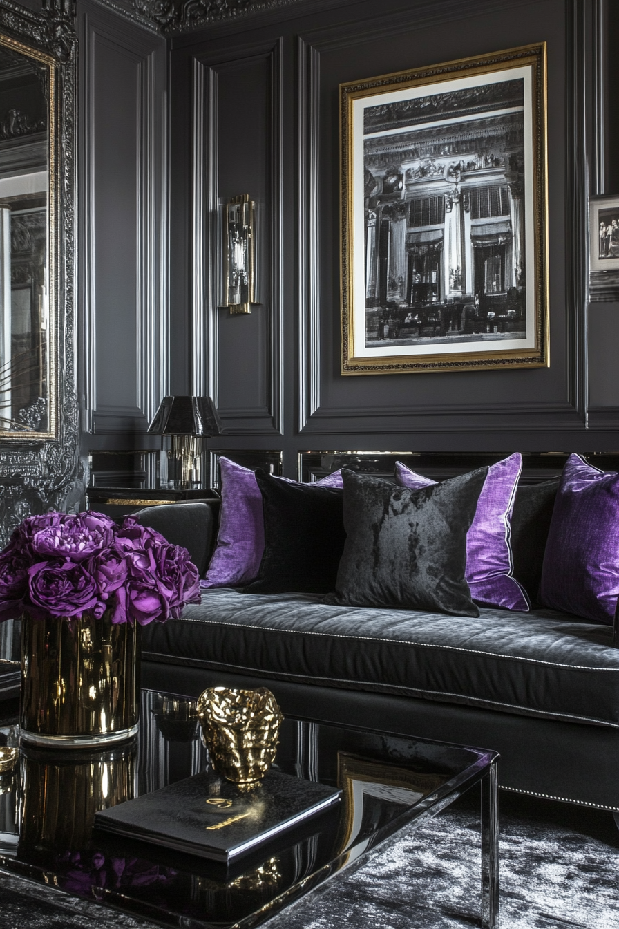 7. Vintage Glamour (Black Living Room Ideas) - Black Living Room Ideas