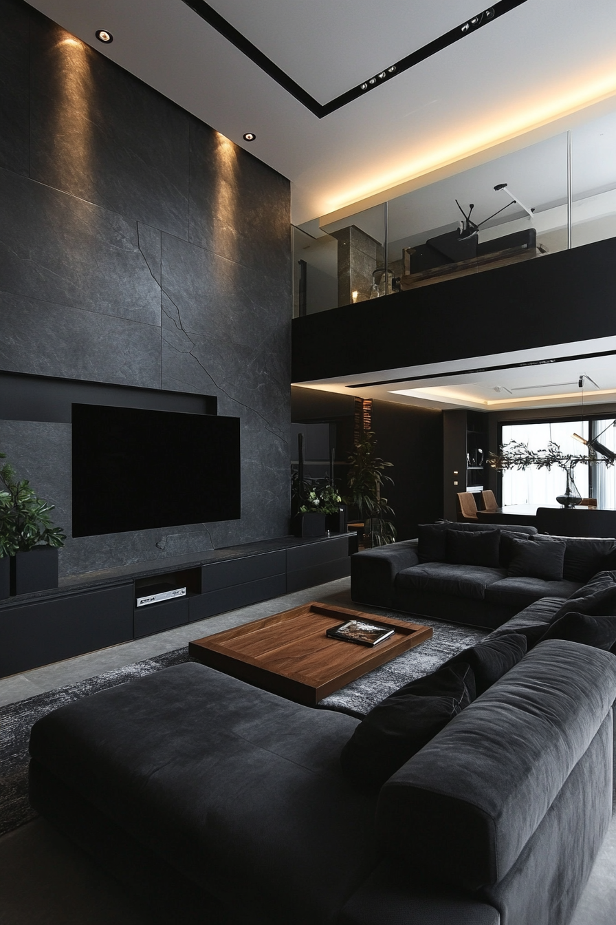 10. High-Tech Contemporary (Black Living Room Ideas) - Black Living Room Ideas