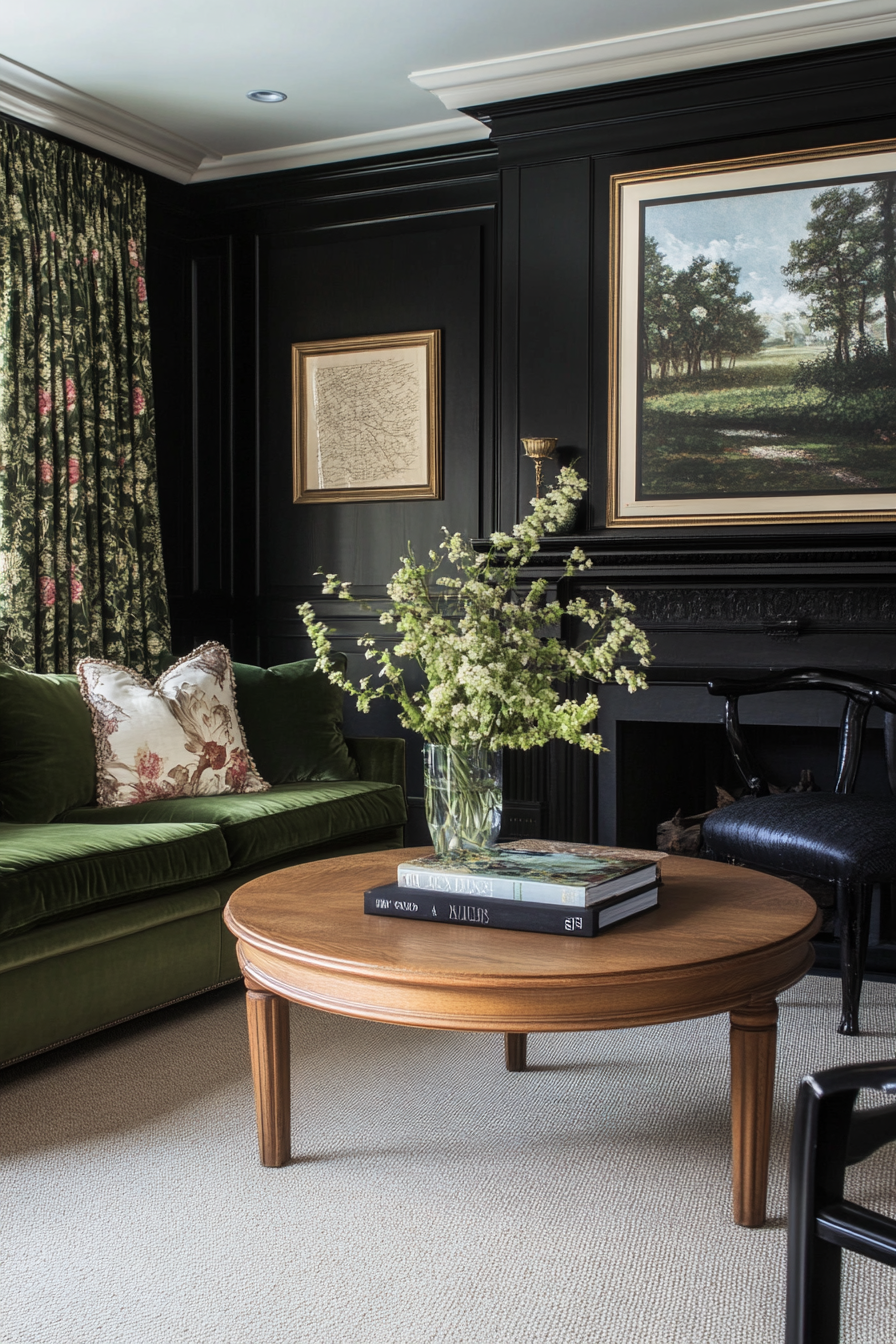 19. Muted Elegance (Black Living Room Ideas) - Black Living Room Ideas