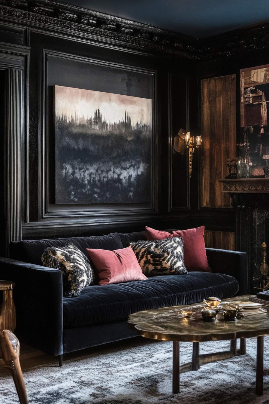 21. Textured Drama (Black Living Room Ideas) - Black Living Room Ideas