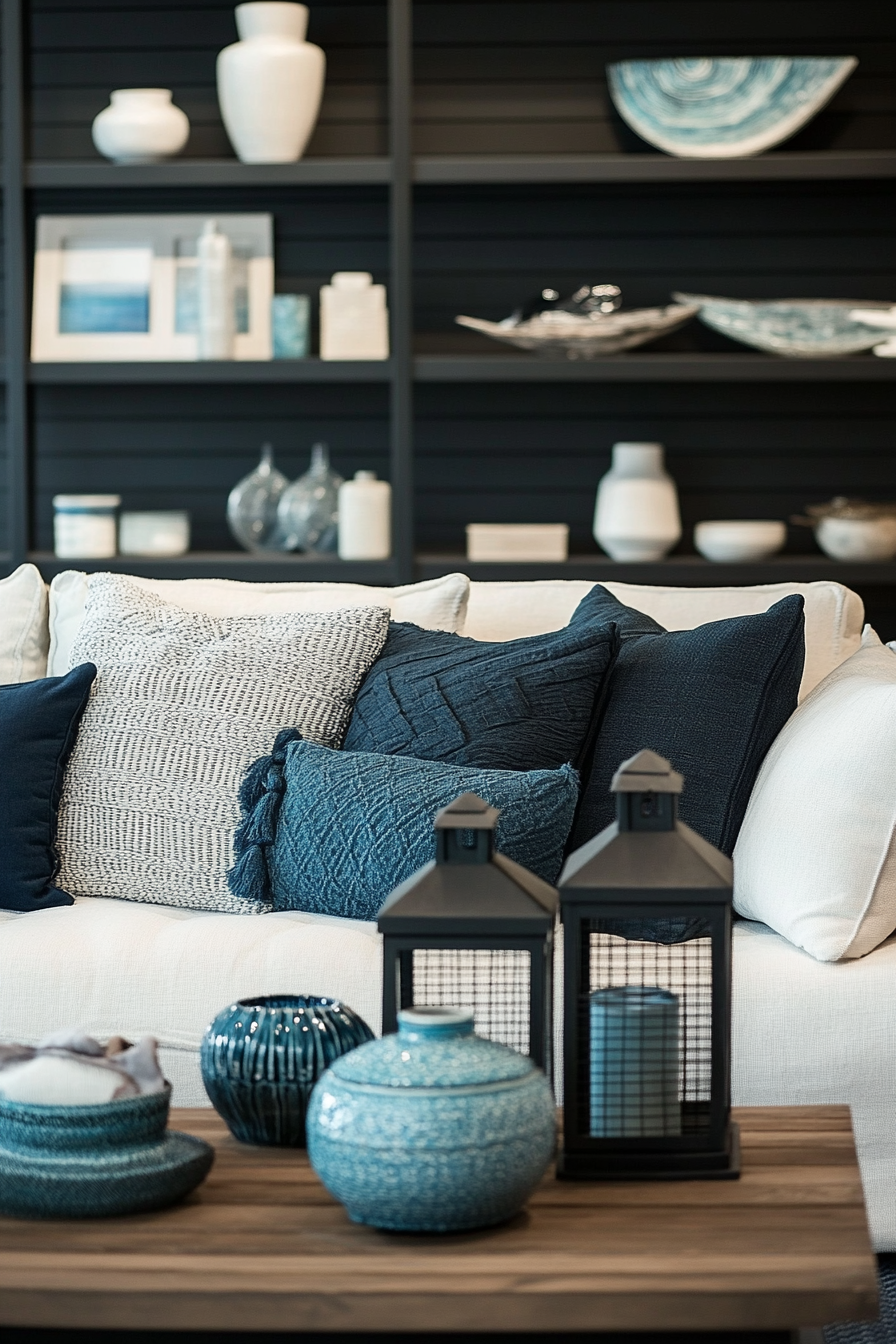 23. Coastal Black (Black Living Room Ideas) - Black Living Room Ideas