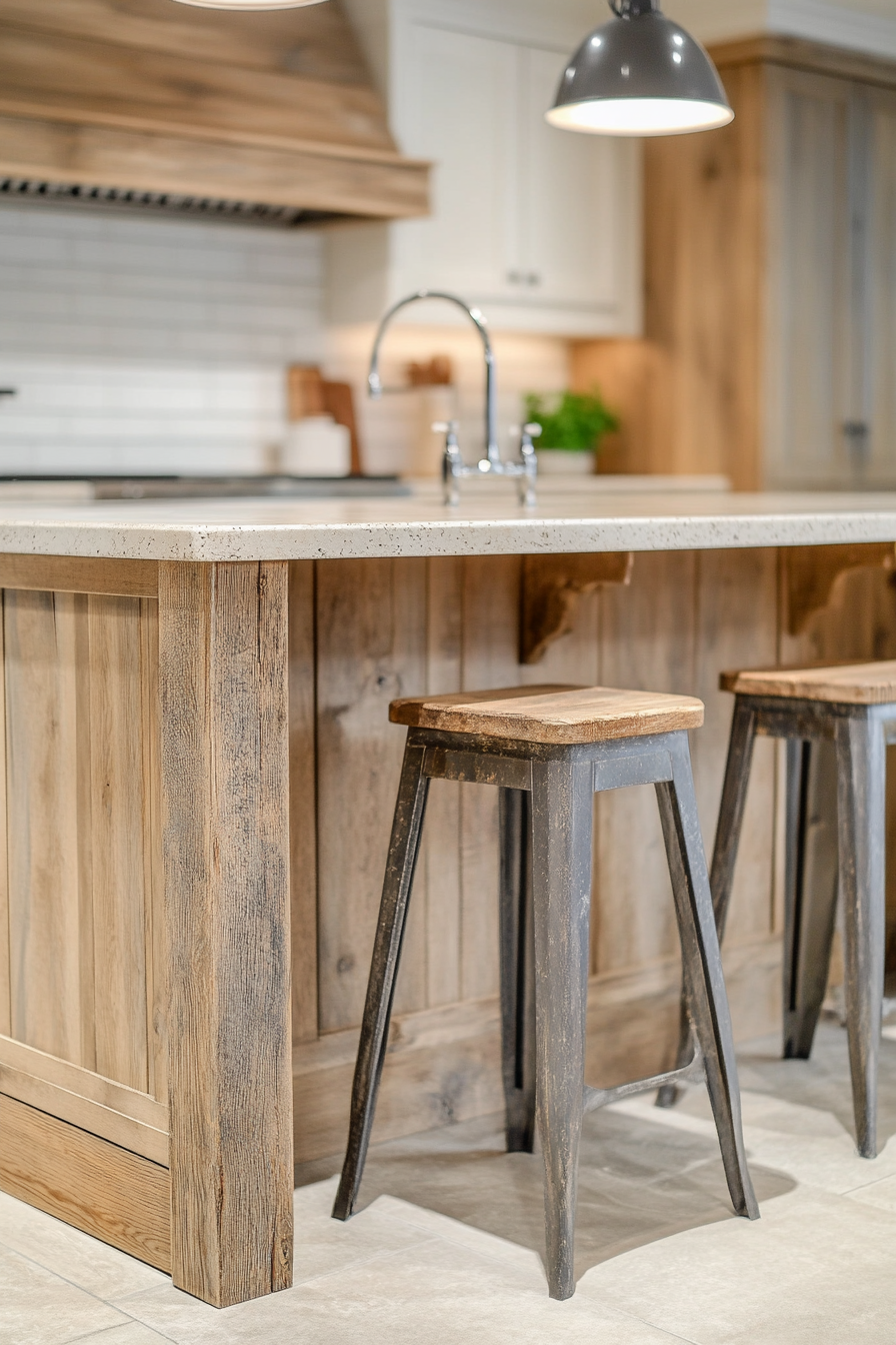 3. Distressed Pine Delight (Rustic Kitchen Island Ideas) - Rustic Kitchen Island Ideas