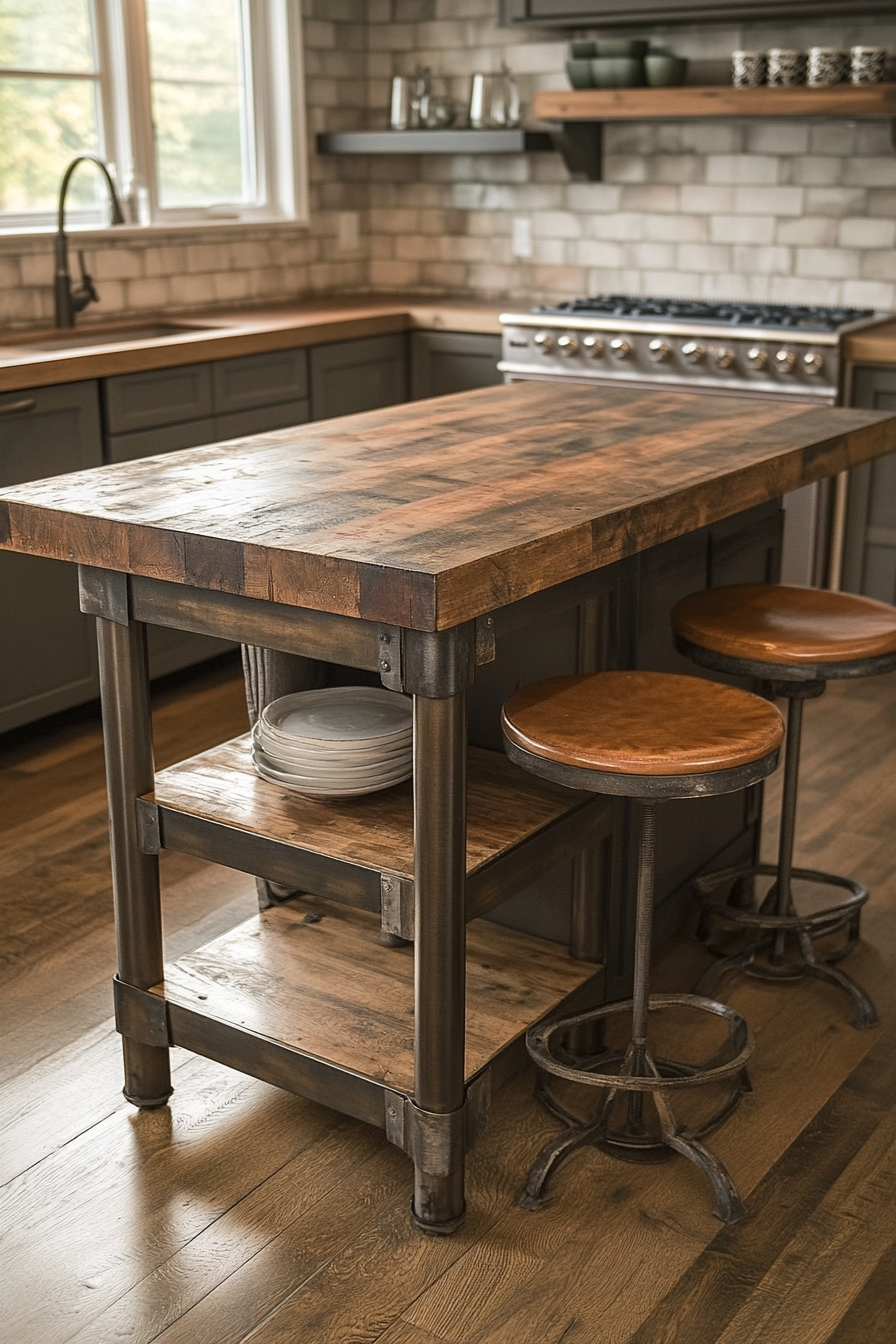 4. Industrial Rustic Fusion (Rustic Kitchen Island Ideas) - Rustic Kitchen Island Ideas