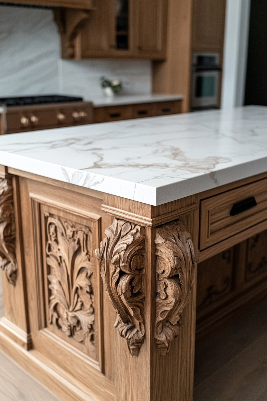 5. Antique Oak Masterpiece (Rustic Kitchen Island Ideas) - Rustic Kitchen Island Ideas