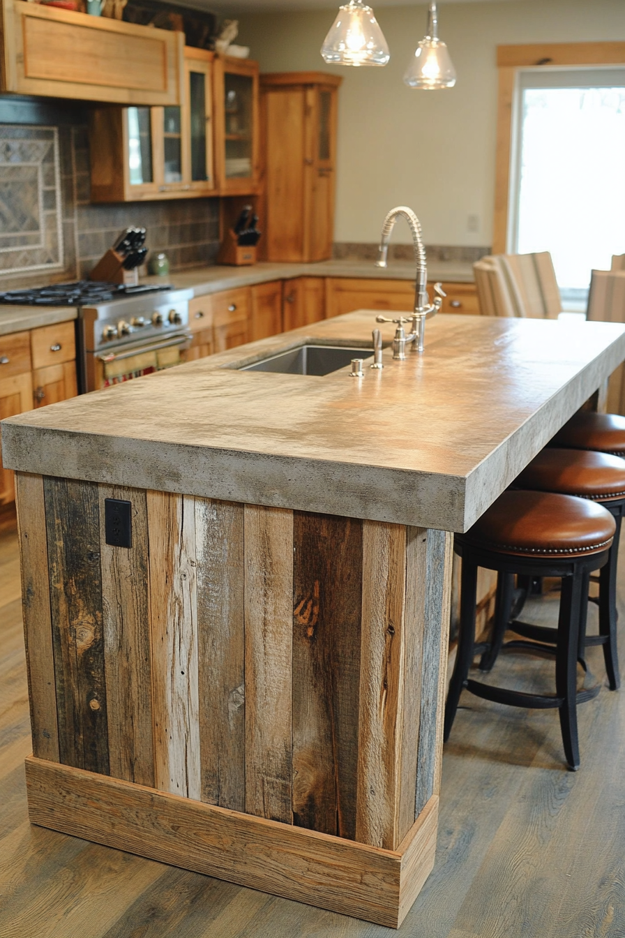 7. Mixed-Material Marvel (Rustic Kitchen Island Ideas) - Rustic Kitchen Island Ideas