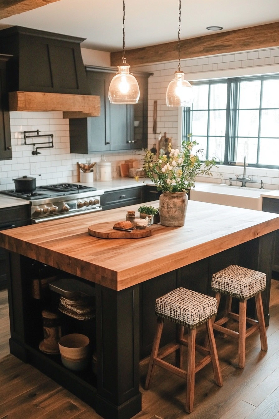 9. Butcher Block Classic (Rustic Kitchen Island Ideas) - Rustic Kitchen Island Ideas