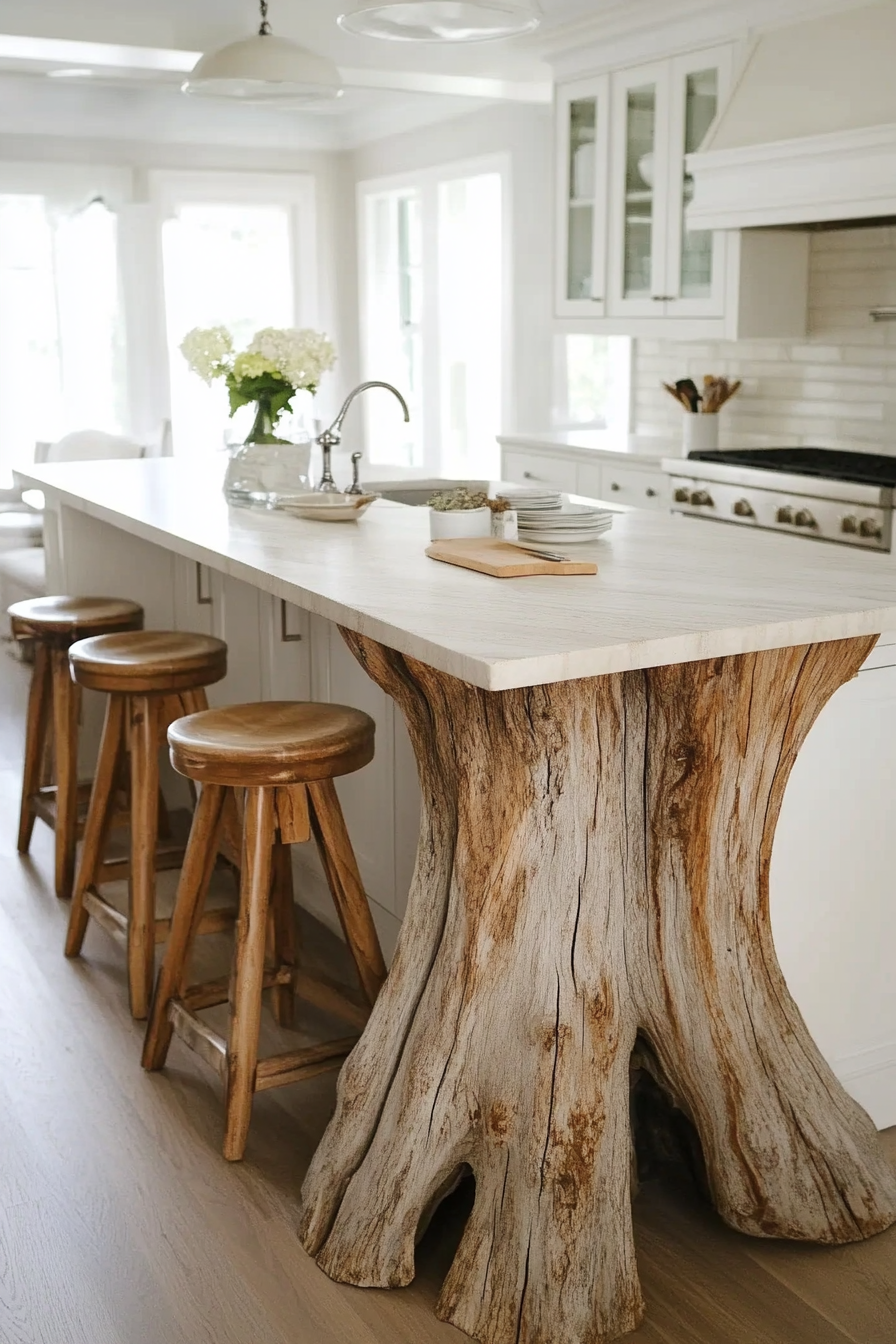 10. Chic Driftwood Serenity (Rustic Kitchen Island Ideas) - Rustic Kitchen Island Ideas