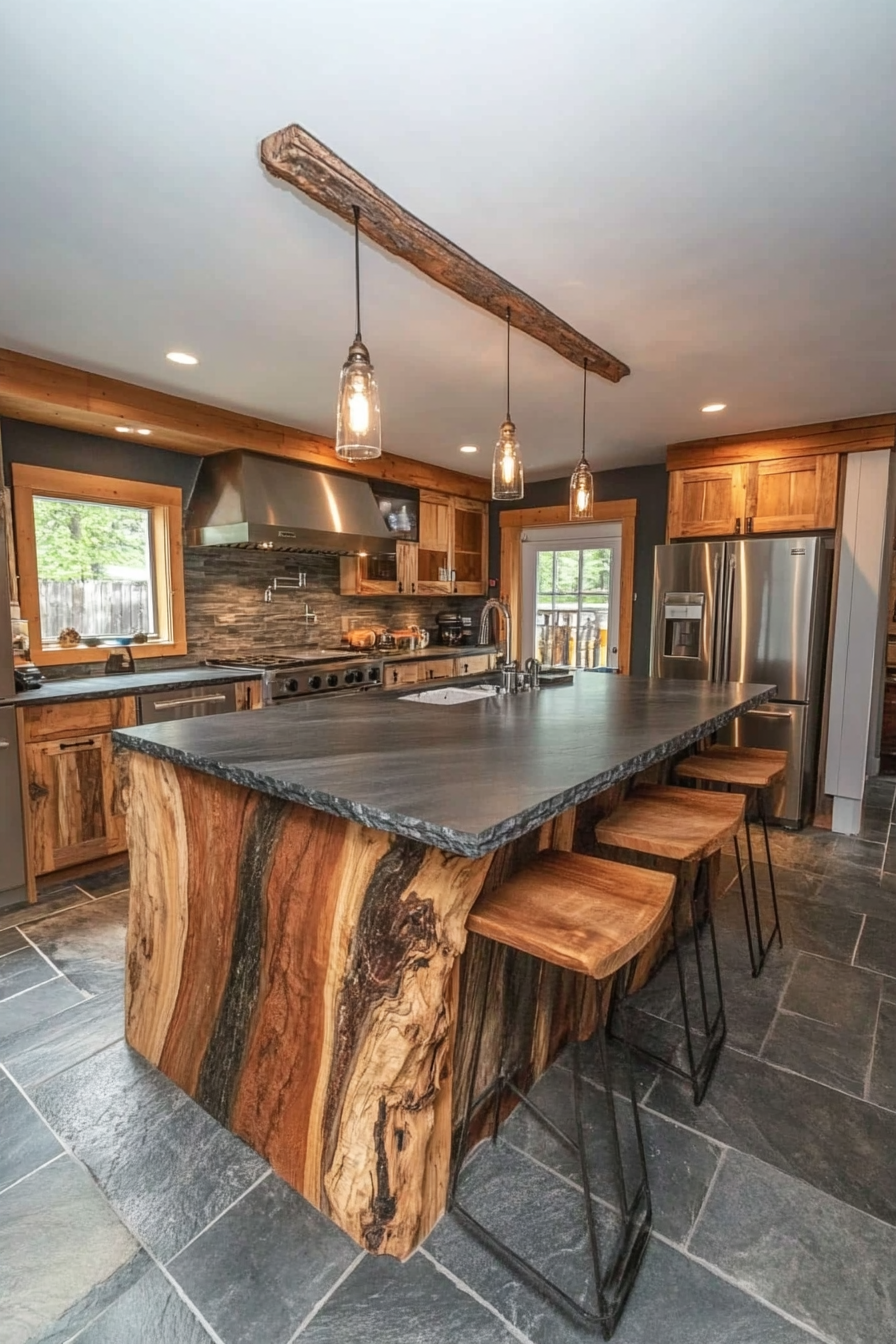 18. Natural Hickory Haven (Rustic Kitchen Island Ideas) - Rustic Kitchen Island Ideas