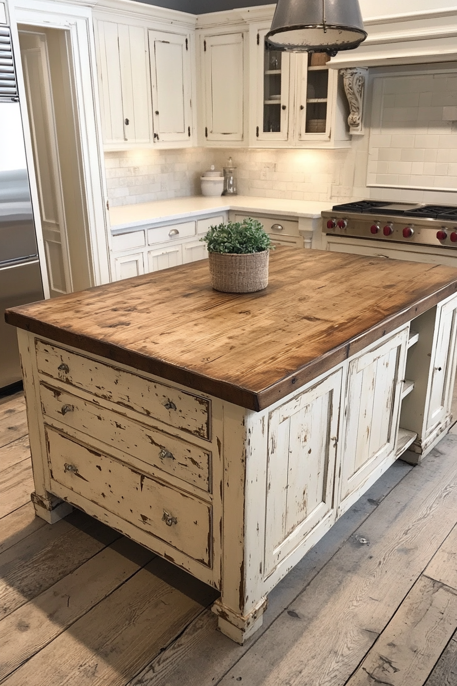 19. Rustic French Country Charm (Rustic Kitchen Island Ideas) - Rustic Kitchen Island Ideas