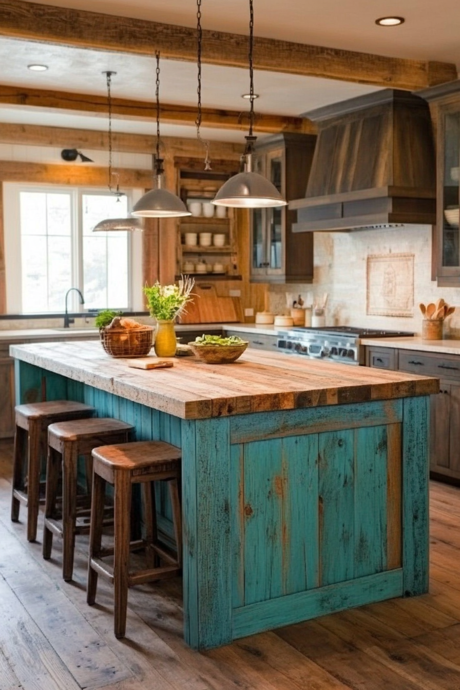22. Rustic Bohemian Delight (Rustic Kitchen Island Ideas) - Rustic Kitchen Island Ideas