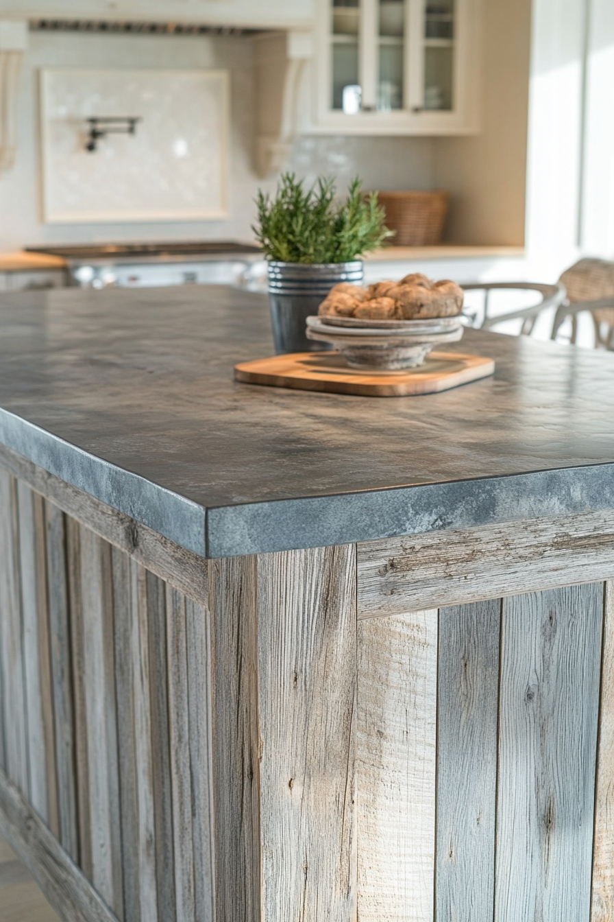 25. Weathered Beach House Dream (Rustic Kitchen Island Ideas) - Rustic Kitchen Island Ideas