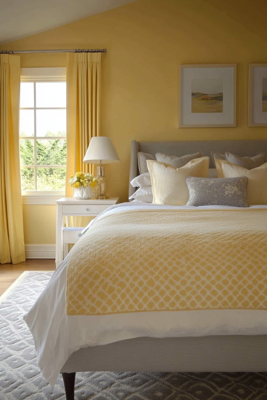 17. Pale Yellow Dreamscape (Yellow And Gray Bedroom Ideas) - Yellow And Gray Bedroom Ideas