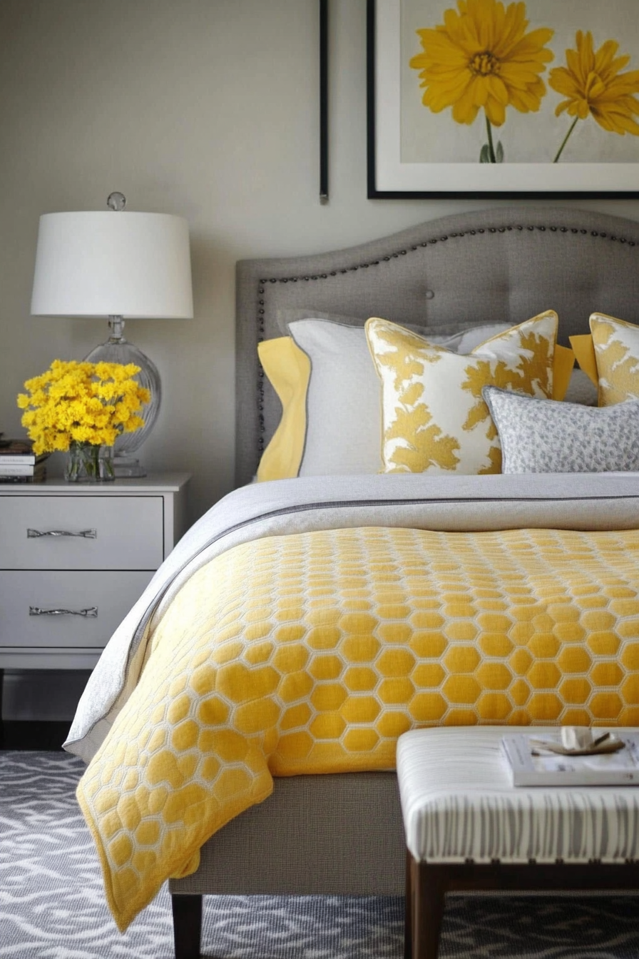 19. Honeycomb Textures (Yellow And Gray Bedroom Ideas) - Yellow And Gray Bedroom Ideas