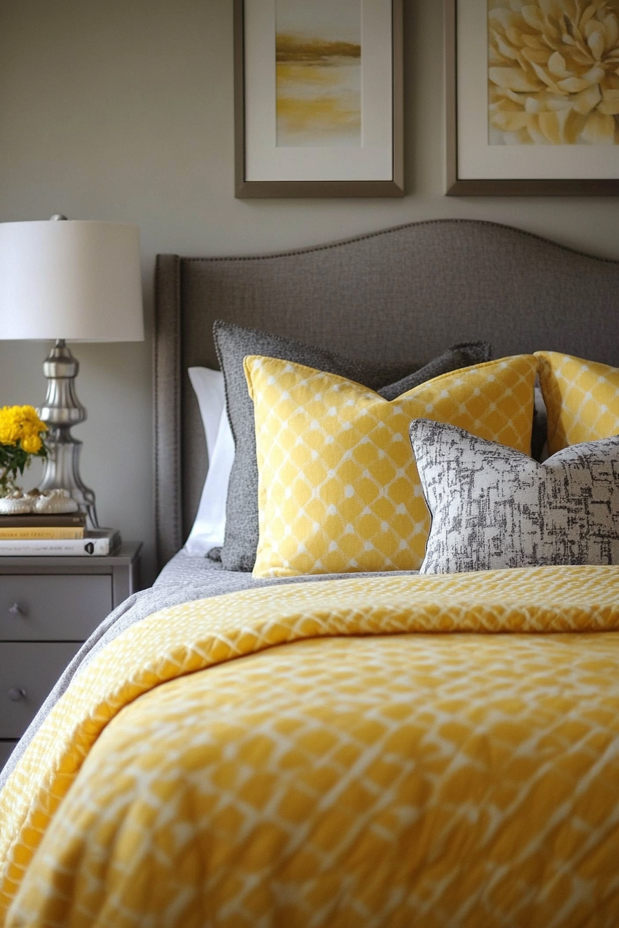 21. Warm Topaz Comfort (Yellow And Gray Bedroom Ideas) - Yellow And Gray Bedroom Ideas