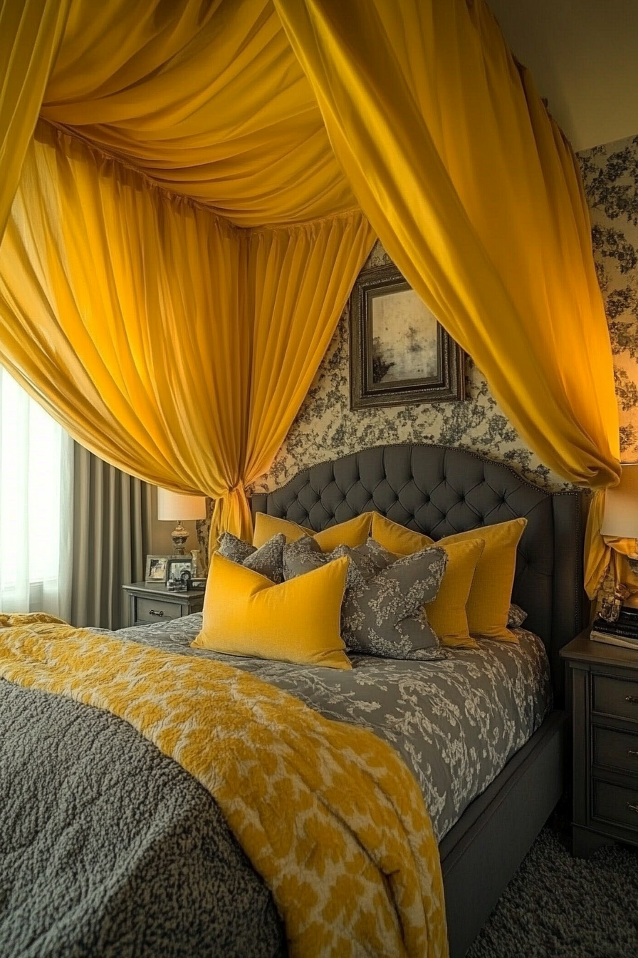 25. Amber Glow Canopy (Yellow And Gray Bedroom Ideas) - Yellow And Gray Bedroom Ideas