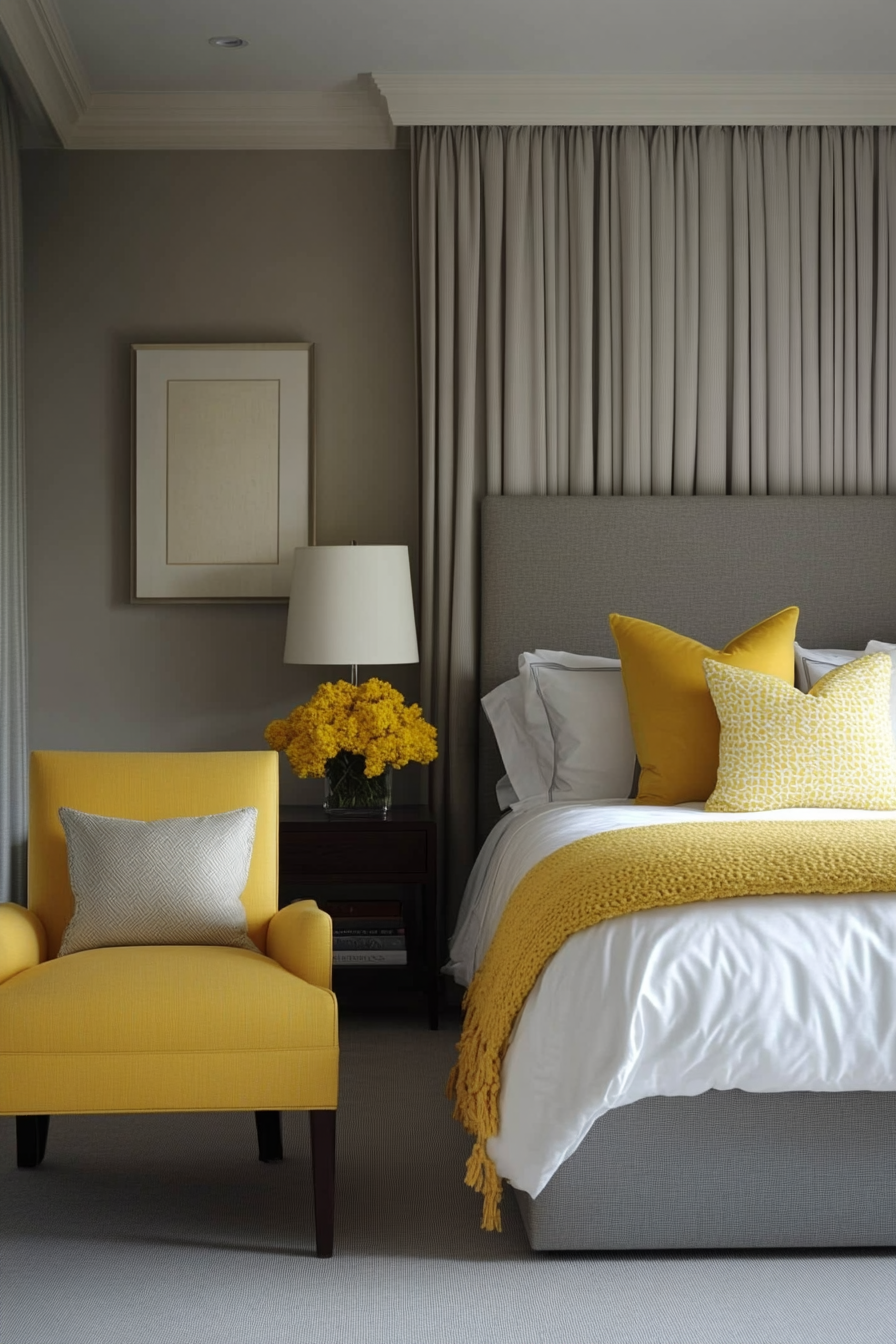 27. Citron and Fog Contemporary (Yellow And Gray Bedroom Ideas) - Yellow And Gray Bedroom Ideas