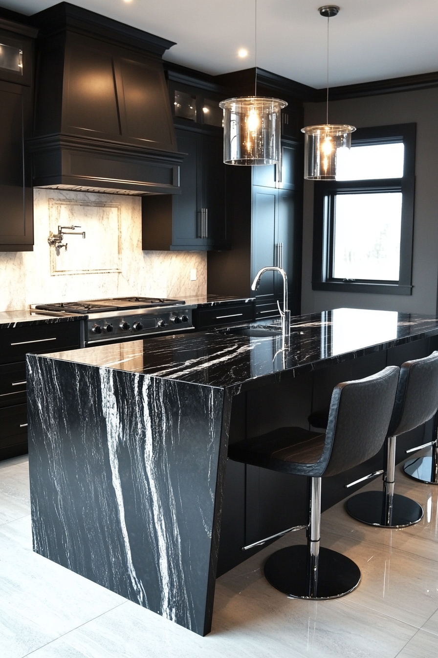 9. Elegant Veining Statement (Granite Countertops Kitchen Ideas) - Granite Countertops Kitchen Ideas